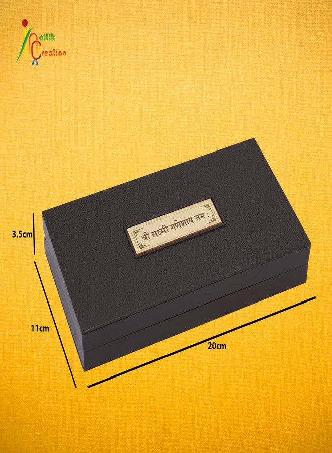 NAITIK CREATION إطار صور لاكشمي غانيش مطلي بالذهب من نايتيك كرييشن مع علبة هدايا شاران بادوكا | معبد صغير يُوضع على الطاولة، مثالي لطقوس ديوالي، وحفلات الانتقال إلى منزل جديد، وهدايا التذكار، وهدايا الشركات. - Image 5